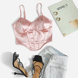 Corpete Cropped de Cetim Alcinha