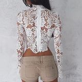 Cropped de Renda Manga Longa