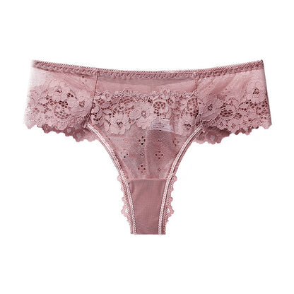 Calcinha Tanga de Renda Floral