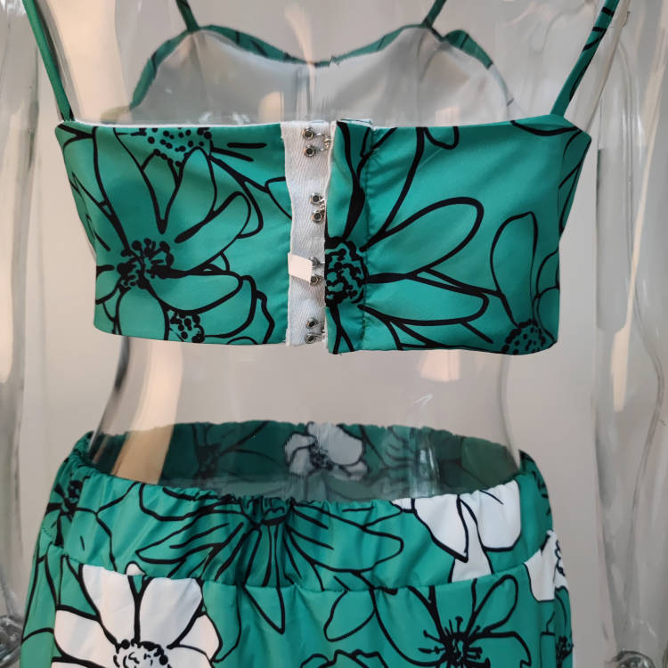 Conjunto Cropped c/ Saia Longa Floral Verão