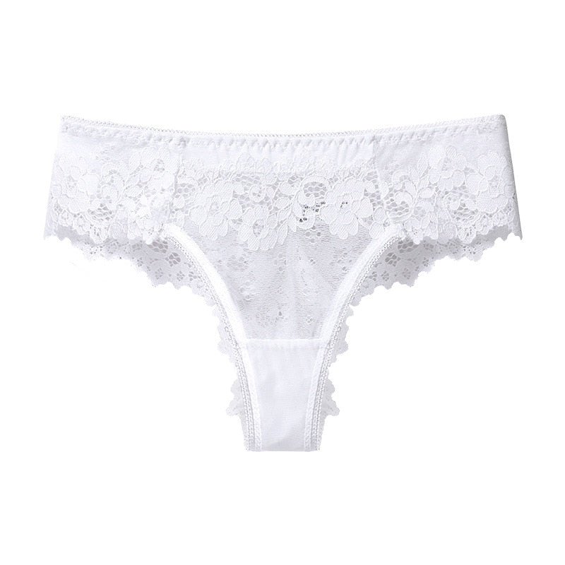 Calcinha Tanga de Renda Floral