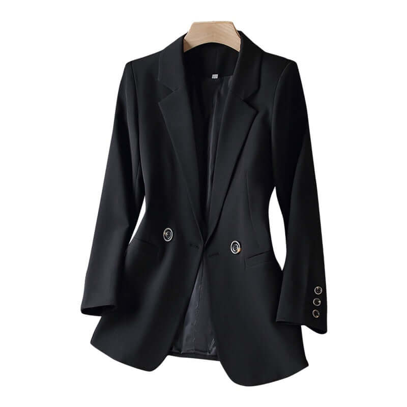 Blazer Alongado Office Um Botão, P, M, G, GG, 2G, 3G, 4G, Preto