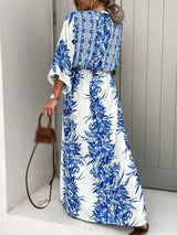 Vestido Longo Estampado Boho Chic Decote V