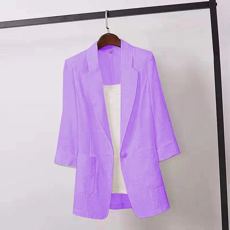 Blazer de Verão Candy Colors Manga 3/4