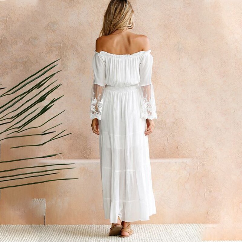 vestido longo manga de renda  vestido longo leve com renda  vestido longo leve branco  vestido longo casamento na praia  Vestido Longo Branco Tomara que Caia manga flare  Vestido Longo Branco Tomara que Caia  Vestido Longo Boêmio Tomara que Caia  vestido longo boho preto  vestido de manga comprida  vestido de festa longo casamento  vestido de festa  vestido branco longo de manga transparente  vestido boho pra casamento  preto  novo  Manga Comprida  Casamento e Formatura Branco Preto P M G GG