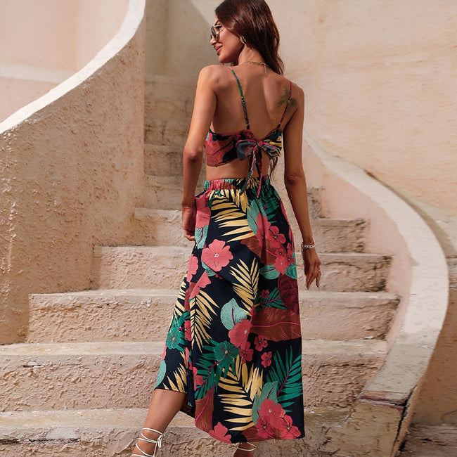 Saia longa sales estampada com cropped