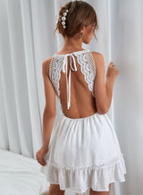 Vestido Grécia c/Renda Crochê Costas Nuas