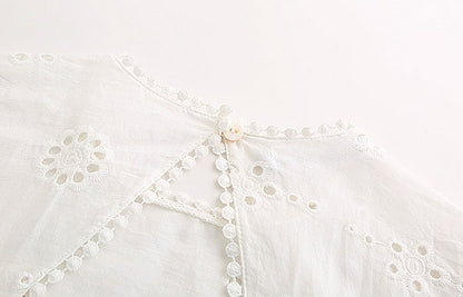 Vestido Curto Branco Renda Lese Manga Ampla - Loja Style Me