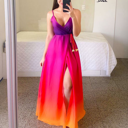 Vestido Longo de Festa Degradê Alcinha