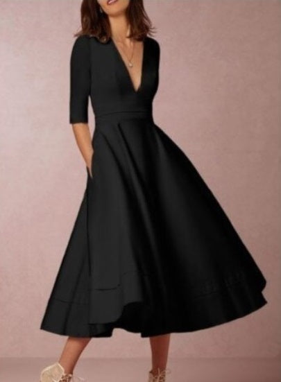 Vestido Midi Vintage Manga 3 4 Loja Style Me