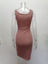 Vestido Tubinho Regata Decote de Botão