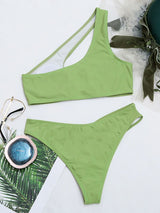 biquíni sexy cut out recortes cintura alta sensual verão transparências transparente club praia vazado assimétrico amarração verde