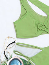 biquíni sexy cut out recortes cintura alta sensual verão transparências transparente club praia vazado assimétrico amarração verde