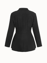 Blazer feminino preto Acinturado com Zíper Decotado sexy Decote Profundo