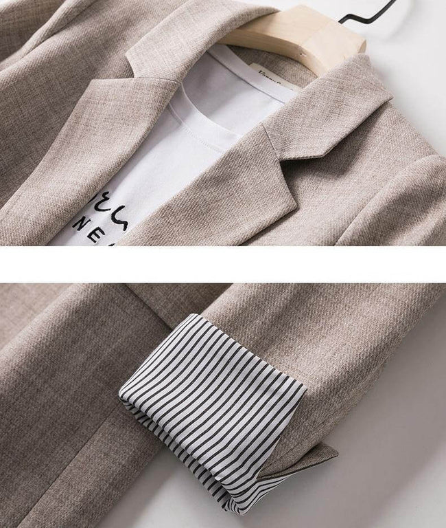 Blazer Longo Botão Manga Listrada - Loja Style Me