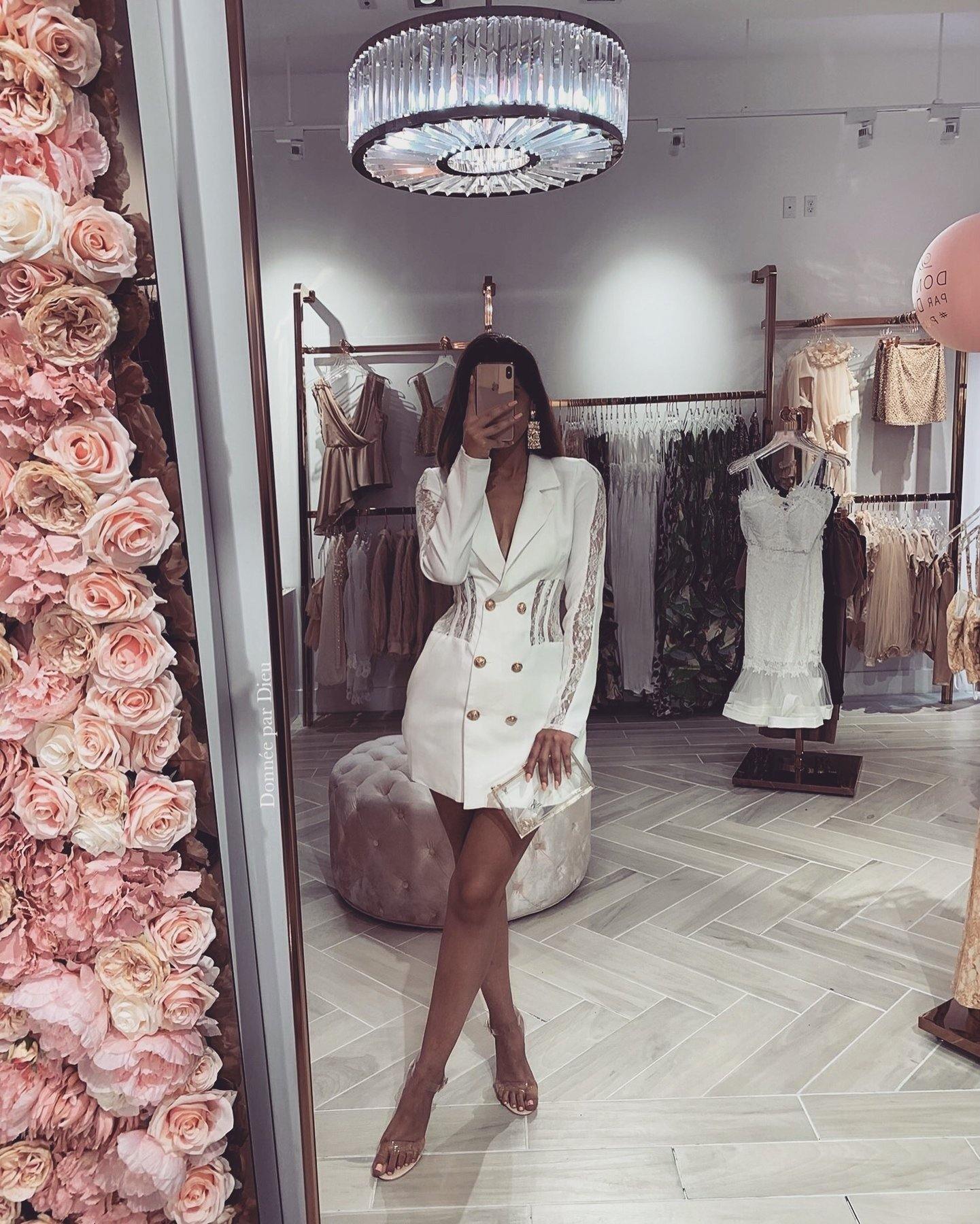 Blazer Vestido Branco Elegance c/Renda