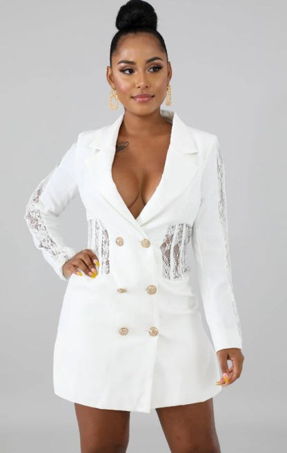 Blazer Vestido Branco Elegance c/Renda