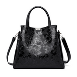 Bolsa de Mão Relevo Rosas Couro Office preta