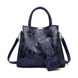 Bolsa de Mão Relevo Rosas Couro carteira  azul
