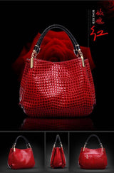 Bolsa de Couro Envernizado Croco LO8614