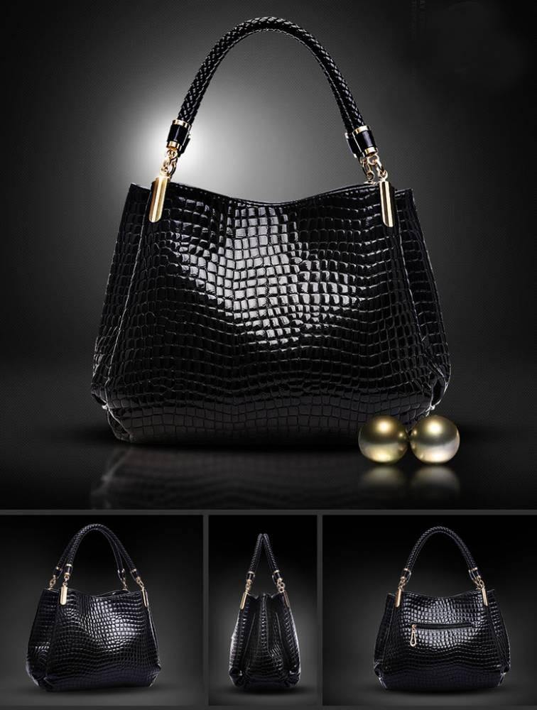Bolsa de Couro Envernizado Croco LO8614