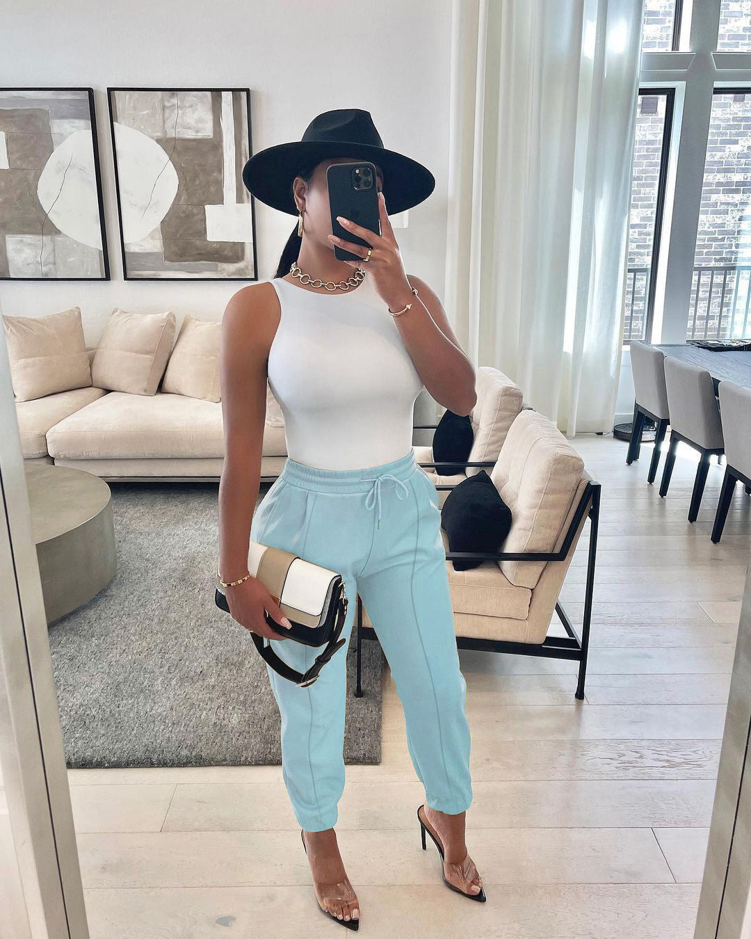 Calça Jogger Couro Eco Cores