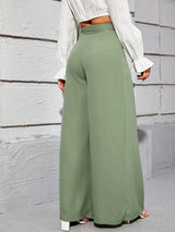 Calça Pantalona Larguinha Pregas Cintura Alta, PP, P, M, G, G1, G2, G3, G4, Verde