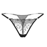 Calcinha de Renda Transparente sensual preta fio dental