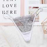 Calcinha de Renda Transparente sensual fio dental branca
