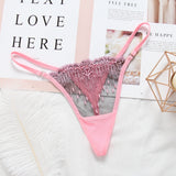 Calcinha de Renda Transparente sensual fio dental rosa