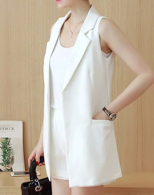 Colete feminino Alfaiataria Longo branco
