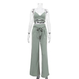 Conjunto Cropped Alfaiataria Verão Amarrações, P, M, G, Verde