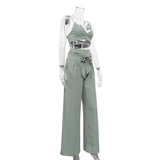 Conjunto Cropped Alfaiataria Verão Amarrações, P, M, G, Verde