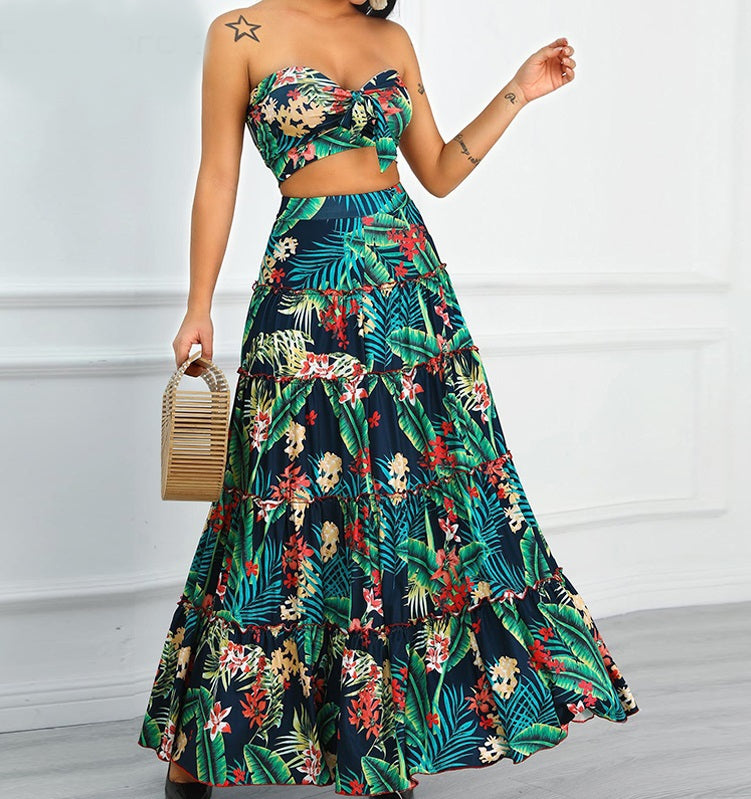 Conjunto Saia Saia Sereia Longa Com Fenda Verde Tiffany Saia