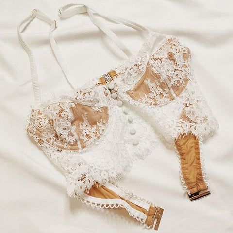 conjunto lingerie magnific de renda  bralete sensual branco