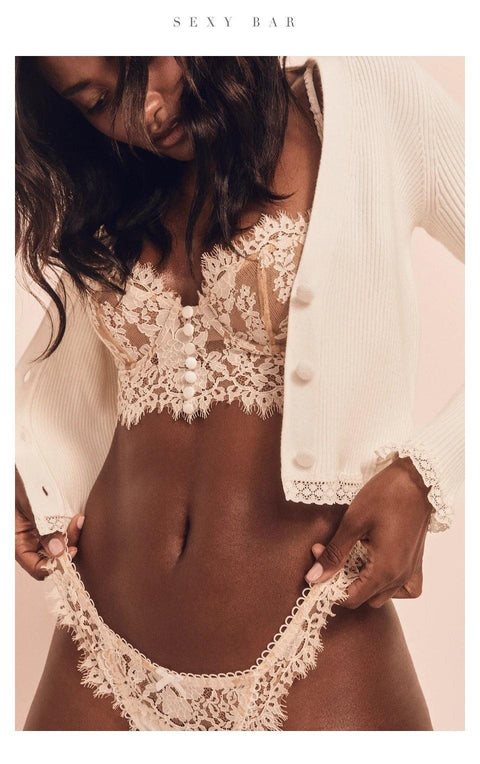 conjunto lingerie magnific de renda bralette sensual branco