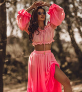 Conjuntos Cropped com Saia Longa Degradê