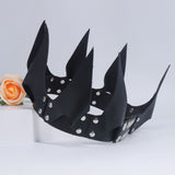 Coroa de Couro Fantasia Carnaval, Coroa Preta acessório feminino BDSM fetiche vikings mulher fatal