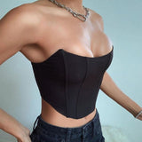 corpete de cetim cropped tomara que caia corset corselete blusa reforçado barbatana plástica decote sensual sexy festa luxo brilhante brilhoso elegante verão preto