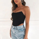 corpete de cetim cropped tomara que caia corset corselete blusa reforçado barbatana plástica decote sensual sexy festa luxo brilhante brilhoso elegante verão preto