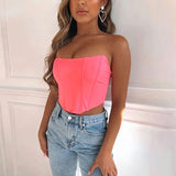 corpete de cetim cropped tomara que caia corset corselete blusa reforçado barbatana plástica decote sensual sexy festa luxo brilhante brilhoso elegante verão rosa