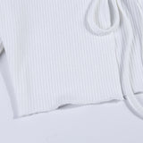 Cropped Cardigã Tricot de Amarrar Manga Longa - Loja Style Me