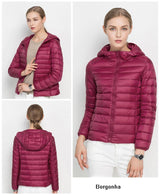 Jacqueta Puffer c/Capuz ultra leve vermelho vinho