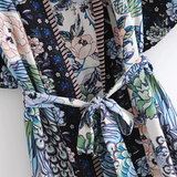 Kimono Oriental Boêmio Longo com Faixa