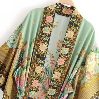 Kimono Oriental Boêmio Longo com Faixa