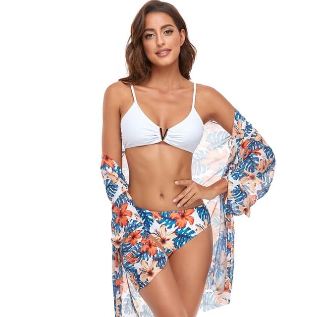 Kit Biquíni Estampado Hot Pants + Kimono Curto de Manga 2, P, M, G, GG