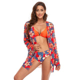 Kit Biquíni Estampado Hot Pants + Kimono Curto de Manga 2, P, M, G, GG