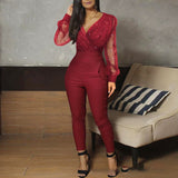 macacão manga de tule transparente vinho com lurex paetes 