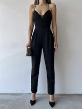 macacão decote de tule transparente alcinha sensual sexy verão elegante festa longo acinturado pregueado costas nuas preto