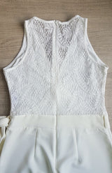 Macacão Branco Blusa de Renda